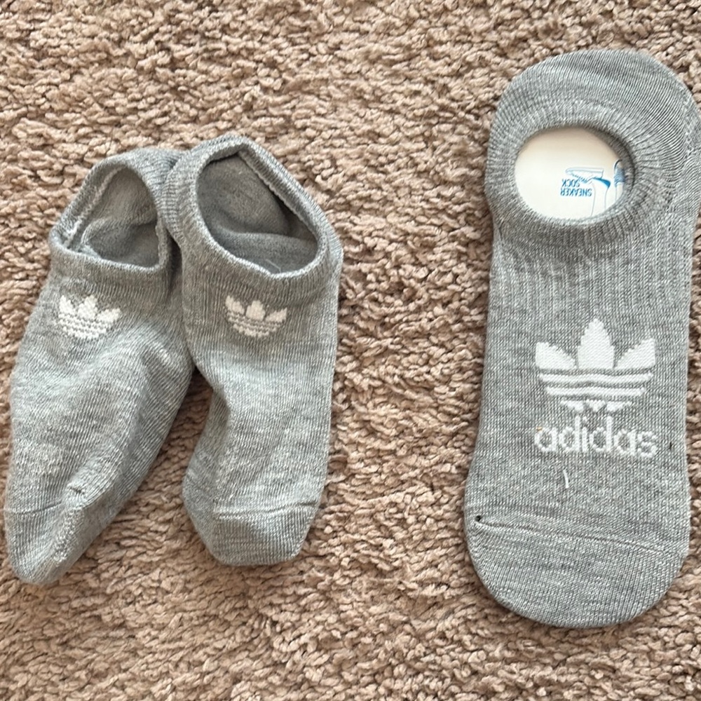 Adidas Gray Athletic Socks with Trefoil Logo